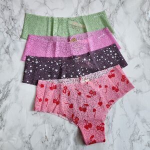 PINK Victoria's Secret Everywhere Lace Cheekster Pink M 4 pack